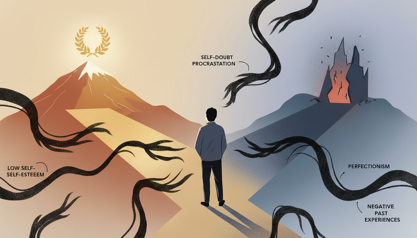 Person standing at a crossroads representing causes of fear of failure