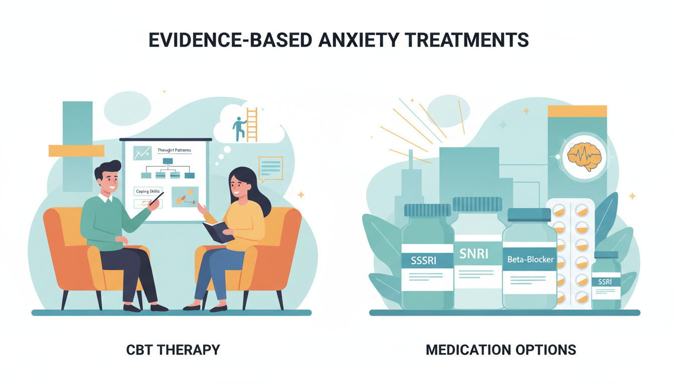 Evidence-based anxiety treatments including CBT therapy and medication options