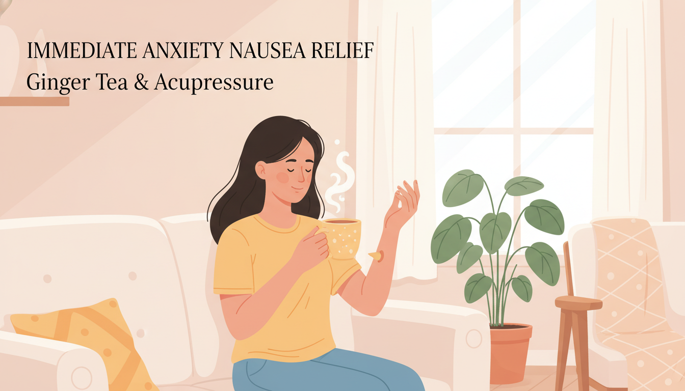 Immediate relief techniques for anxiety nausea including ginger tea and acupressure