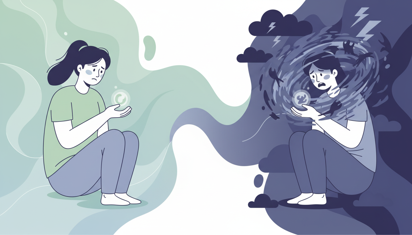 Illustration showing the spectrum from normal anxiety to anxiety disorder